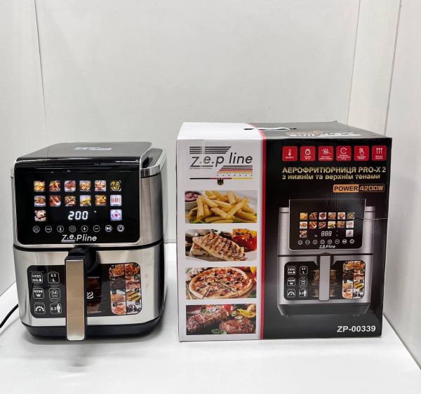 Фритюрниця 13 л з двома тенами 4200 Вт Zepline ZP-00339 на 14 програм зі знімним ковшиком та силіконовою формою