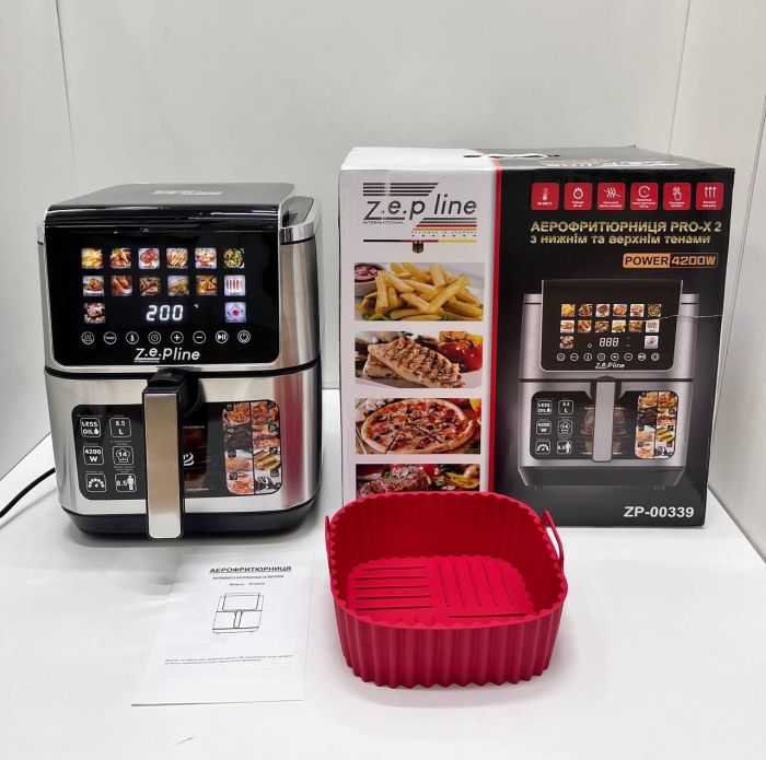 Фритюрниця 13 л з двома тенами 4200 Вт Zepline ZP-00339 на 14 програм зі знімним ковшиком та силіконовою формою