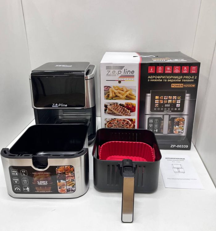 Фритюрниця 13 л з двома тенами 4200 Вт Zepline ZP-00339 на 14 програм зі знімним ковшиком та силіконовою формою