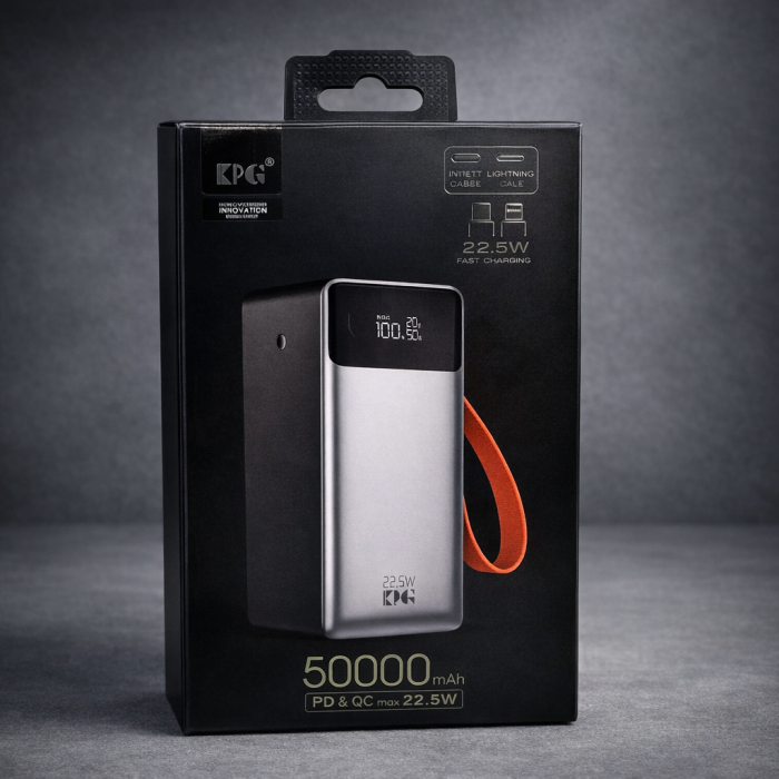 Портативна батарея KPG KPG-507 Power Bank 20000mAh 22.5W із цифровим дисплеєм