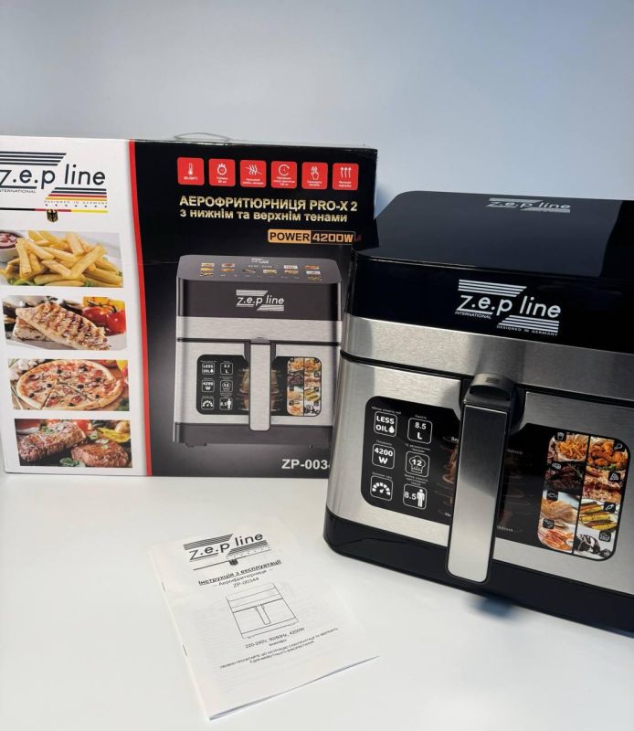 Мультифункціональна аерофритюрниця Zepline ZP-00344 на 13 л 4200 Вт на 12 програм зі знімним ковшиком