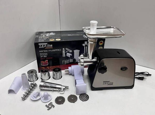 Електрична м'ясорубка із соковижималкою + насадка для приготування ковбас Zepline ZP-002