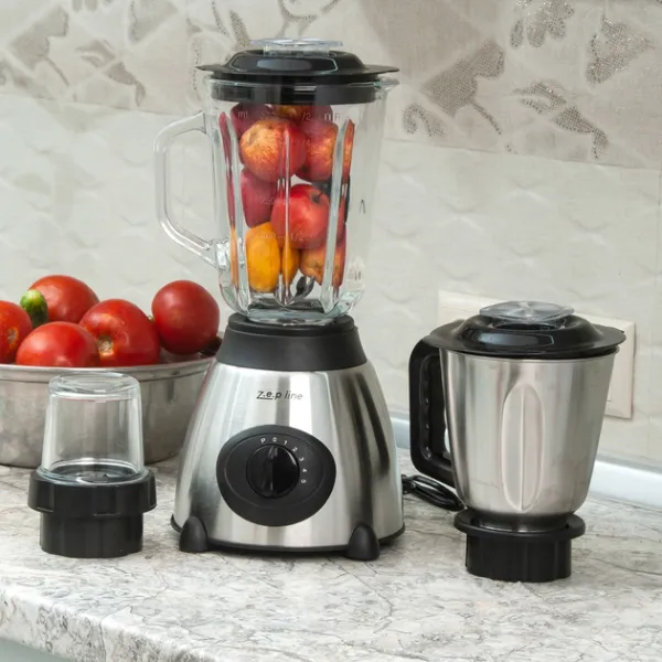 Стаціонарний блендер Zepline 2000W (скляна чаша 1.5л., чаша подрібнювальна для м'яса 1,2л.) ZP-081D1