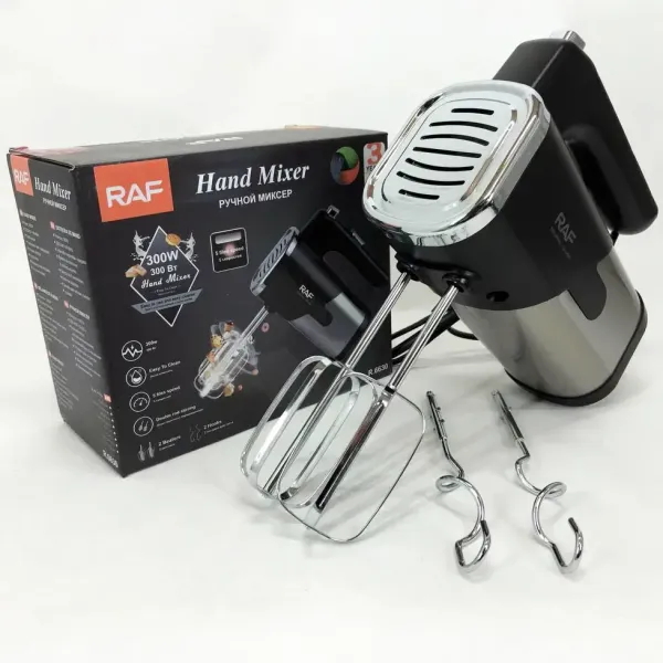 Ручний міксер кухонний R-6630 5 швидкостей 2 чорний насадки