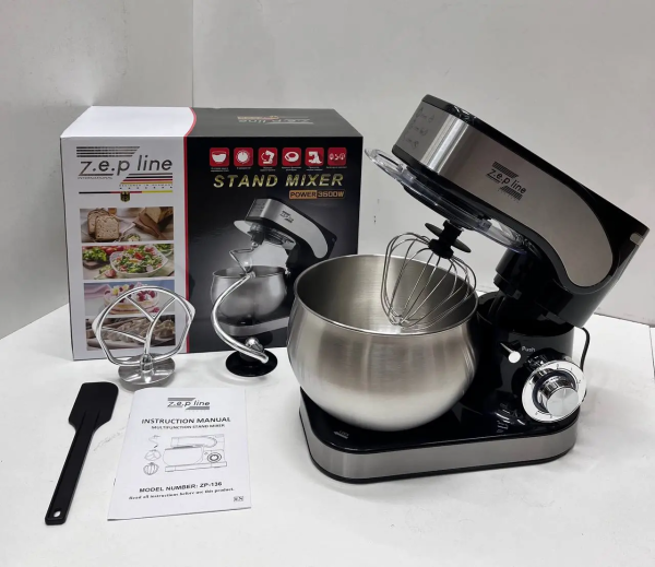 Кухонний тістоміс міксер 4в1 3500 Вт на 6 літрів Zepline з нержавіючої сталі ZP-136