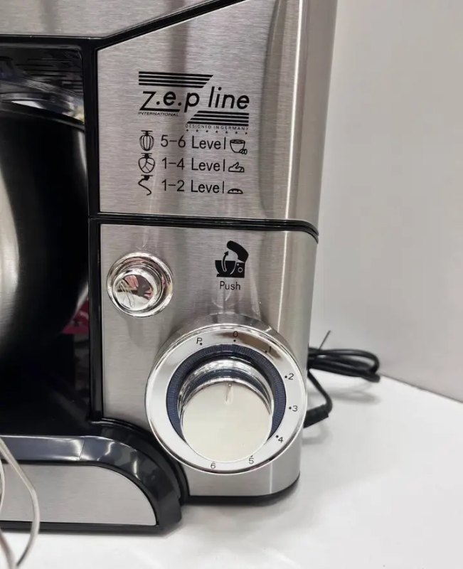 Планетарний міксер тістоміс Zepline ZP-105 з нержавіючої сталі Кухонний комбайн з чашею на 6л потужністю 3500 Вт