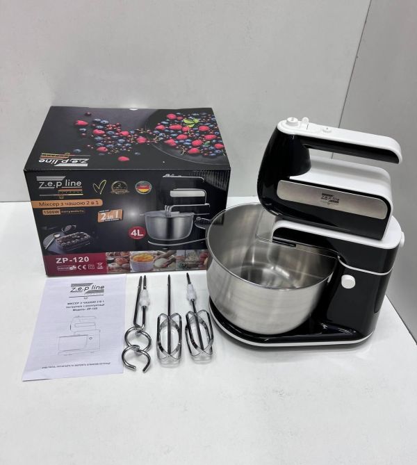 Міксер 2в1 з металевою чашею на 4 літра 1500Вт Zepline ZP-120