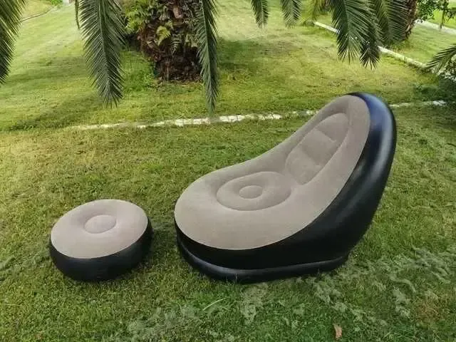 Надувний диван з пуфом Air Sofa / Надувне велюрове крісло з пуфом