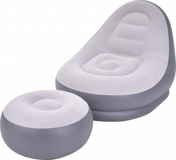 Надувний диван з пуфом Air Sofa / Надувне велюрове крісло з пуфом