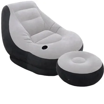 Надувний диван з пуфом Air Sofa / Надувне велюрове крісло з пуфом